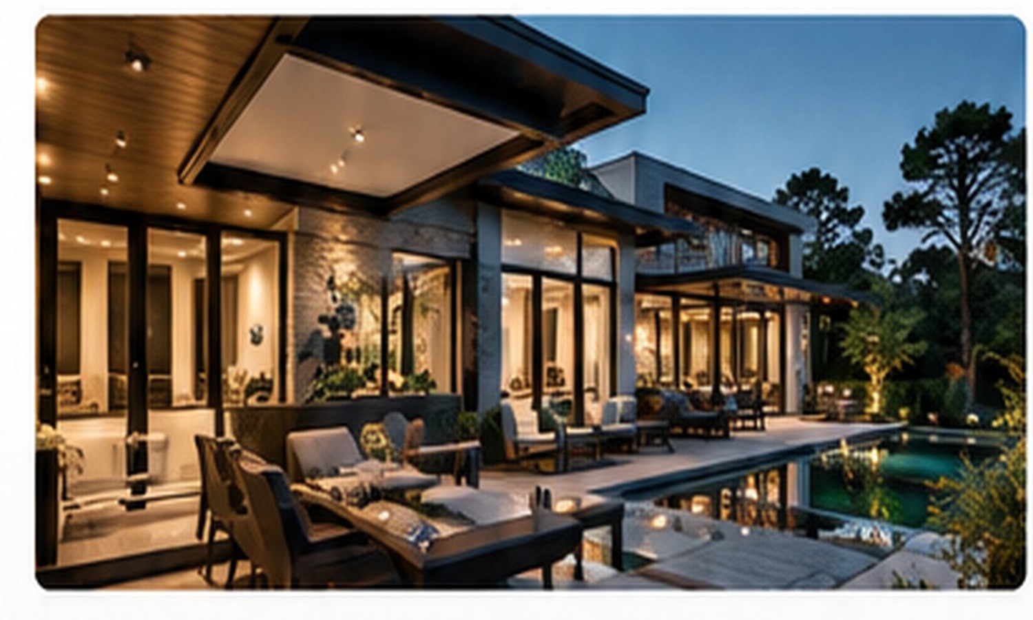 Modern investment property at dusk